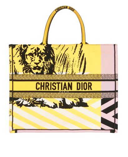 Large Book Tote, &pound;1,400, Handbags, Purple/Yellow, Canvas, Front view